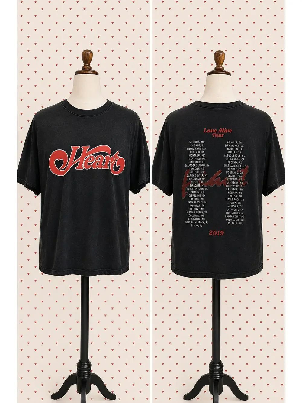 Heart Love Alive Tour 2019 Band Tee Concert Shirt XXL Black Rock